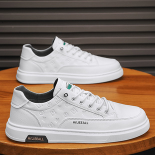 Men's Shoes Spring 2024 New Business Casual Shoes Trendy All-match Non-slip Wear-resistant Waterproof White Shoes Work Trendy Shoes