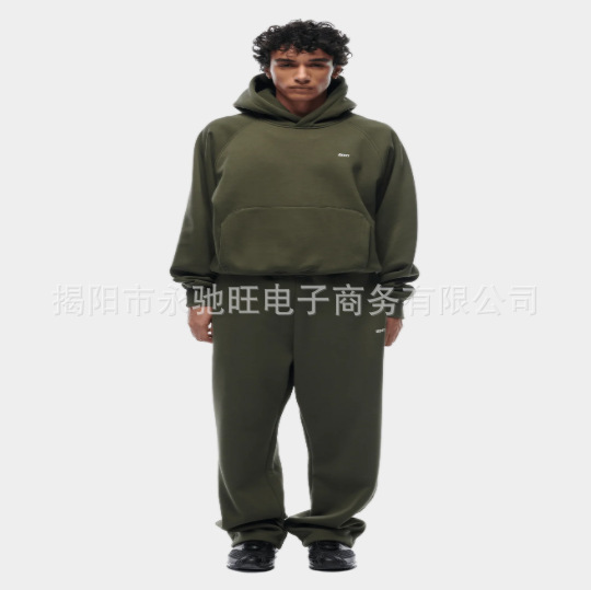 新款跨境春季欧美新款印花运动套装男女同款连帽卫衣阔腿裤套装|undefined