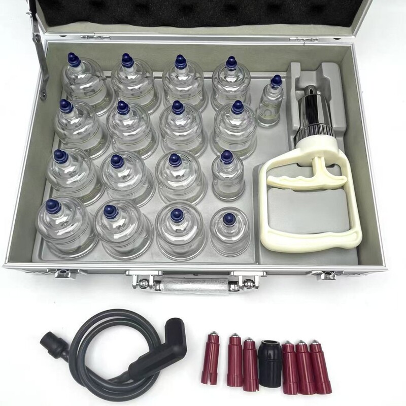 Dingyao Aluminum Box Pc Cupping 17 Piece Acu-Mag Magnetic Cup Set with Silver Cupping Device