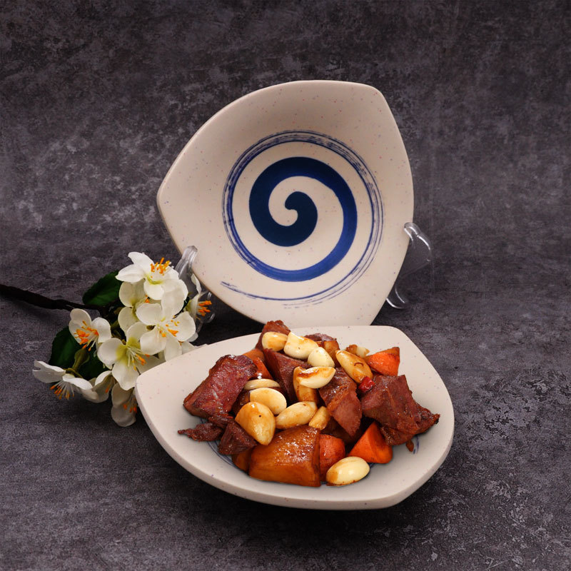 6-inch clay open bowl vintage Chinese fast food dish melamine stoneware meat steaming bowl special tableware
