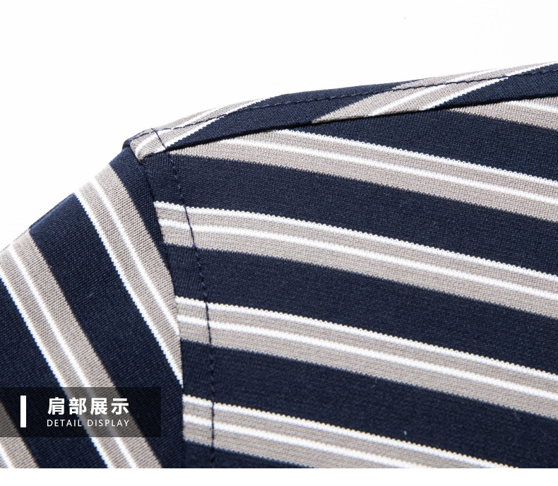 Áo polo nam tay ngắn sọc kẻ cổ bẻ chất lụa tơ tằm mỏng nhẹ — Màu ảnh 25010 chi tiết 14