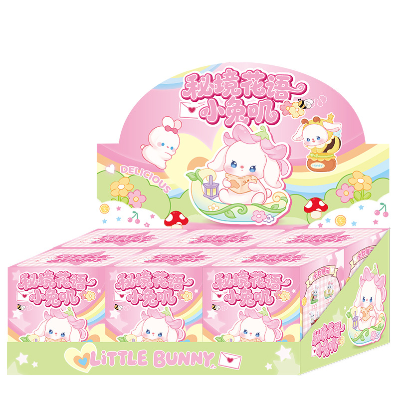 クリエイティブな樹脂工芸品、秘密の花言葉、小さなウサギのブラインドボックス、漫画風で可愛い、女の子の寝室の装飾ギフト、卸売