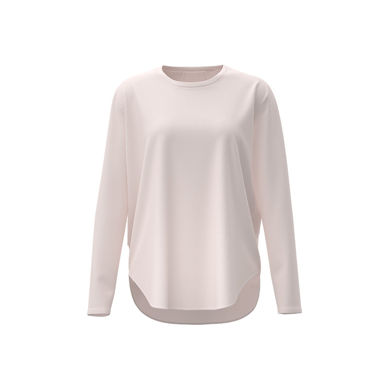 Juyi Tang nueva camiseta de yoga de seda de hielo cuello redondo suelto transpirable versátil camiseta deportiva de manga larga