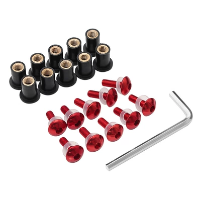 Motorcycle Screws 5mm Windshield Screws Fixed Decorative Screws Motorcycle Windshield Special 10 Pieces (Motorcycle Safety Supplies) - red