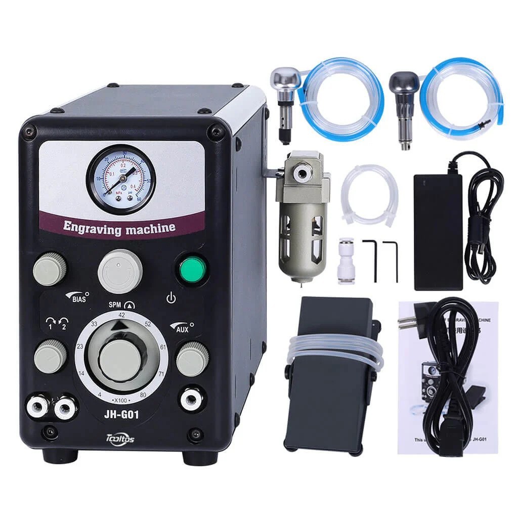 双头气动雕刻机辘珠边机气动微镶刻花机首饰微镶辘边机打金更工具