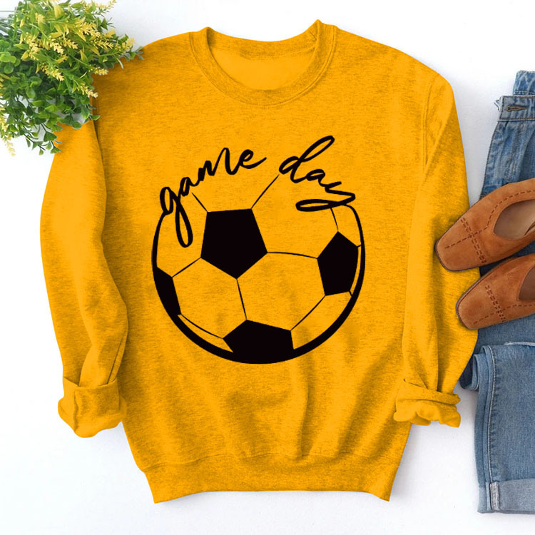 Amazon suéter simple cuello redondo en stock europeo y americano Top manga larga día juego impreso Loose comercio exterior