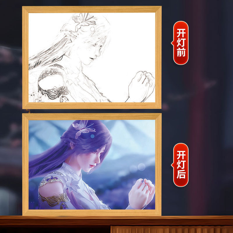 ディザトーンDIY創意フレーム画照明画置物両用鏡フレーム画完璧な世界火影包郵便|undefined