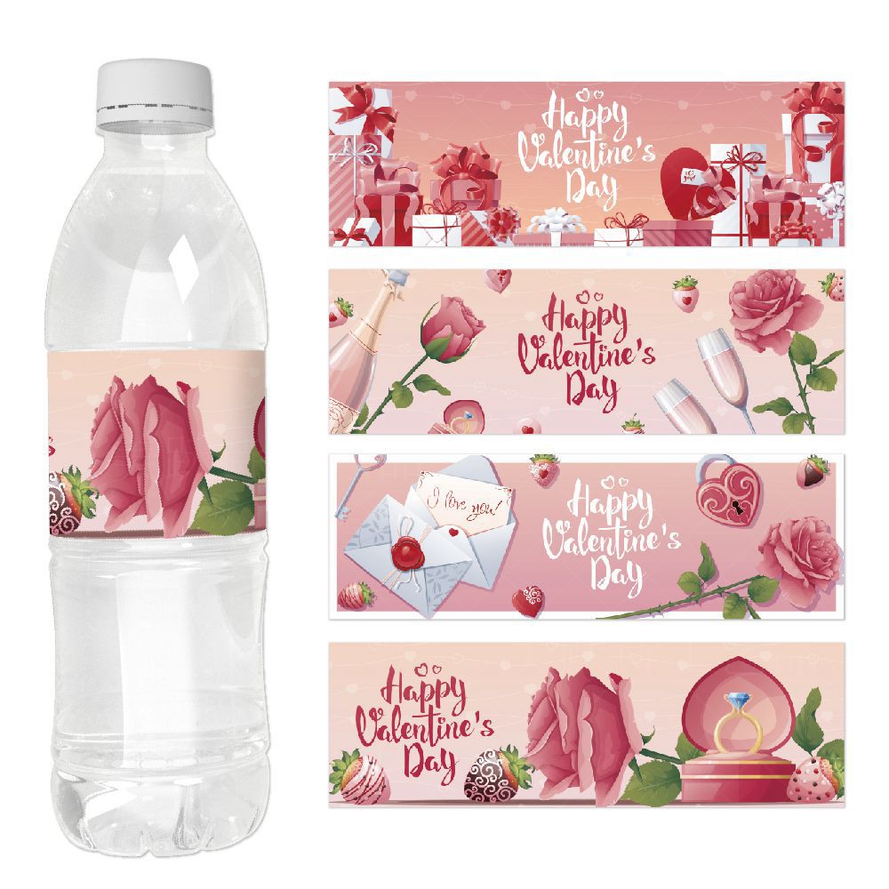 Amazon día de San Valentín decoración botella de agua etiqueta engomada fiesta de compromiso decoración botella de vino botella de agua decoración etiqueta engomada