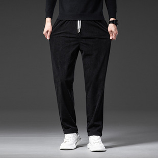 2023 Spring and Autumn Plaid Casual Pants Men's Straight-Leg Leg Loose Large Size Corduroy Stretch Men's Trousers Dropshipping