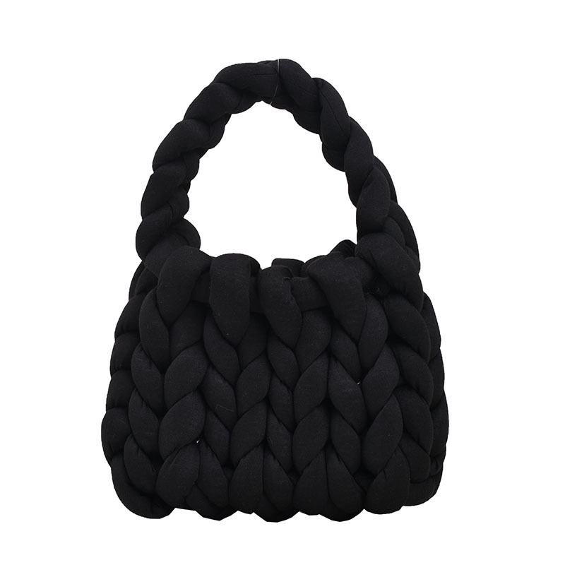 Súper gruesa de lana de Islandia bolso de las mujeres tejidas a mano bolsa de cubo coreano hecho en casa estilo coreano mano llevar bolsa de mensajero para la novia