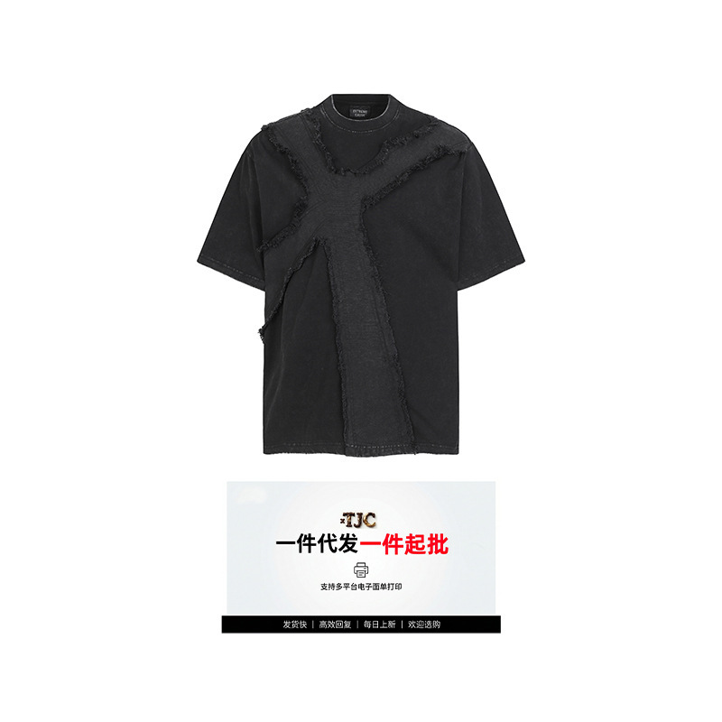 【Tjc Trendy Brand】26 Summer In-Stock American-Style Heavyweight Vintage Washed Loose High-Street Short-Sleeve Top 【Tjc Trendy Brand】26 Summer In-Stock American-Style Heavyweight Vintage Washed Loose High-Street Short-Sleeve Top