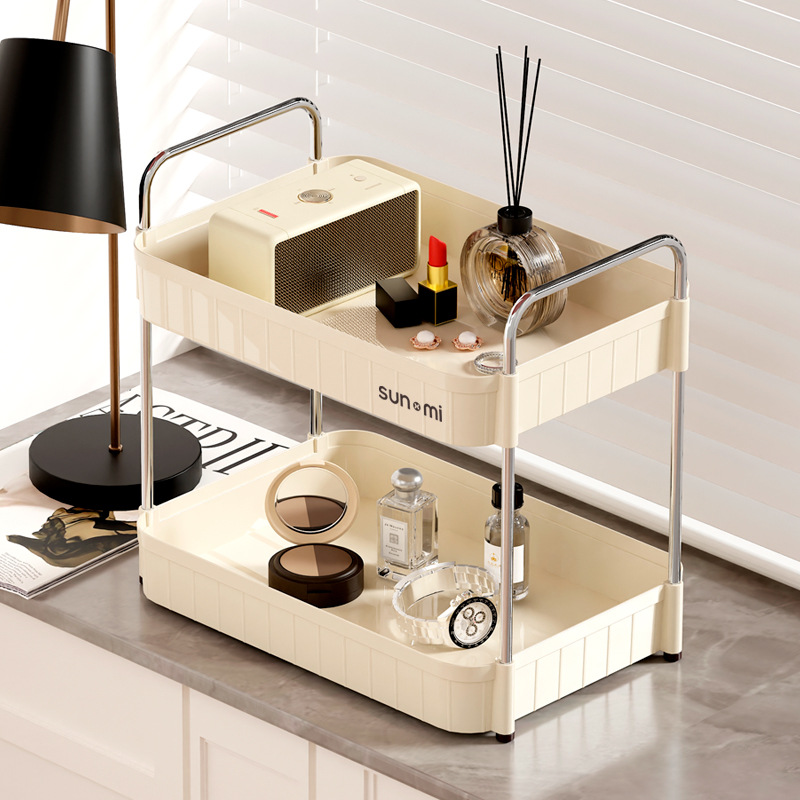 Ins Creamy Style Cup Drain Rack Kitchen Bathroom Washroom Desk Cosmetics Storage Organizational Shelf