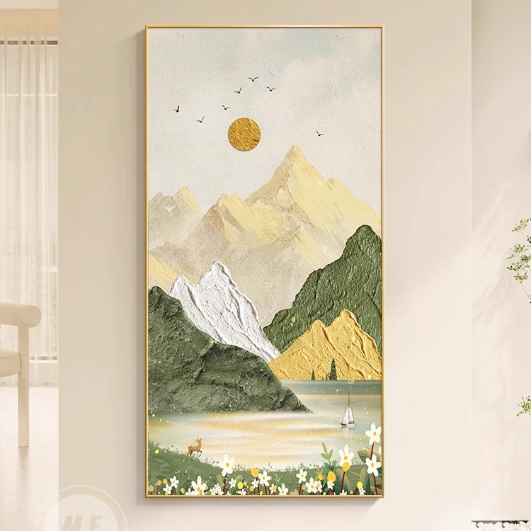 入门玄关挂画2025新款日照金山好寓意山水画轻奢高级感风景装饰画|undefined