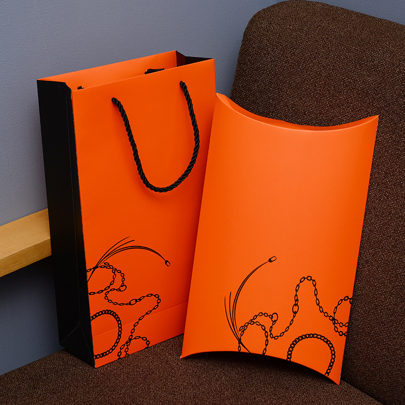 Orange exquisite silk scarf gift packaging box scarf shawl annual meeting ingot box clothing women's gift bag custom logo