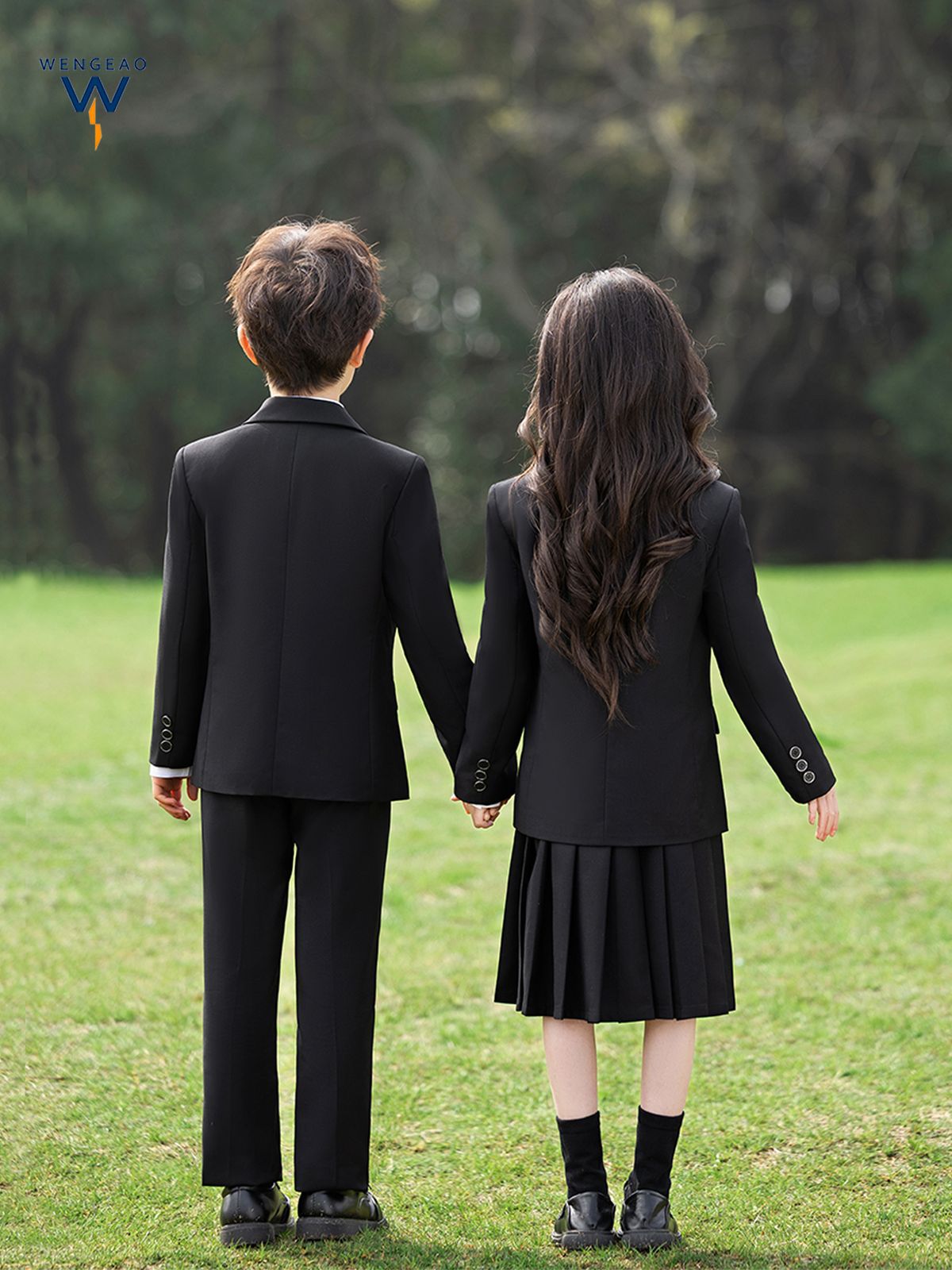 英伦学院风校服套装黑色西装班服小学生制服正装春秋款六一表演服