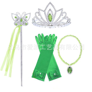 Halloween birthday party girl's crown magic stick green elf Tinker Bell Princess Crown butterfly stick