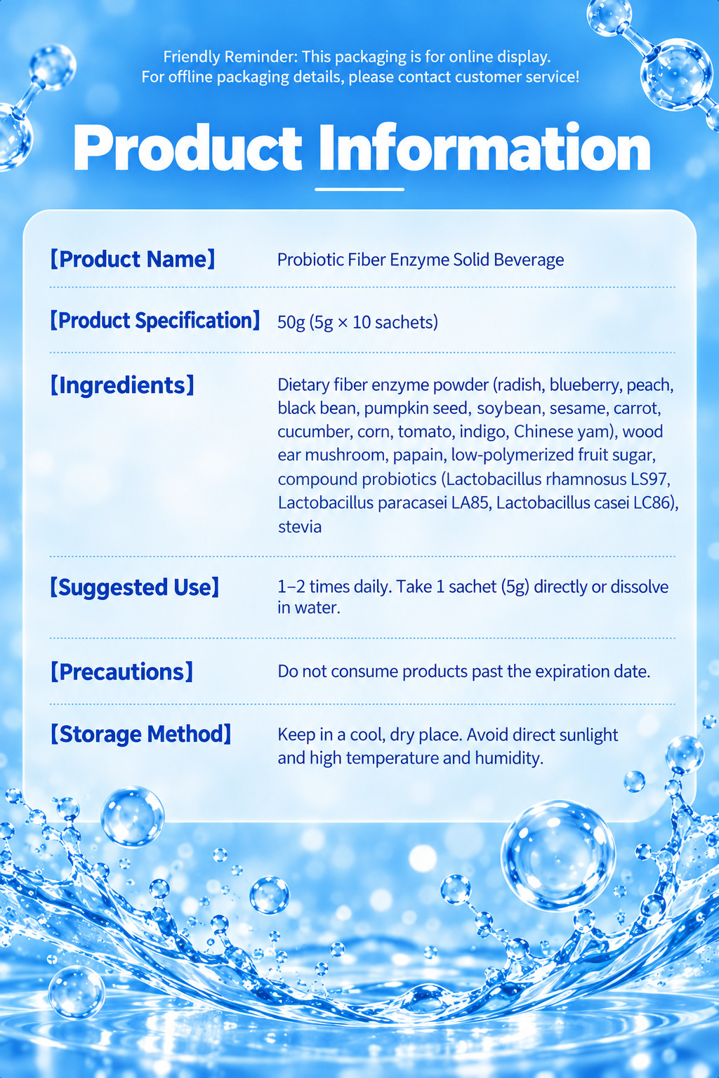 Probiotic Fiber Enzyme Powder — Fruit & Vegetable Ferment Drink Mix, 5 x 10g Sachets in use