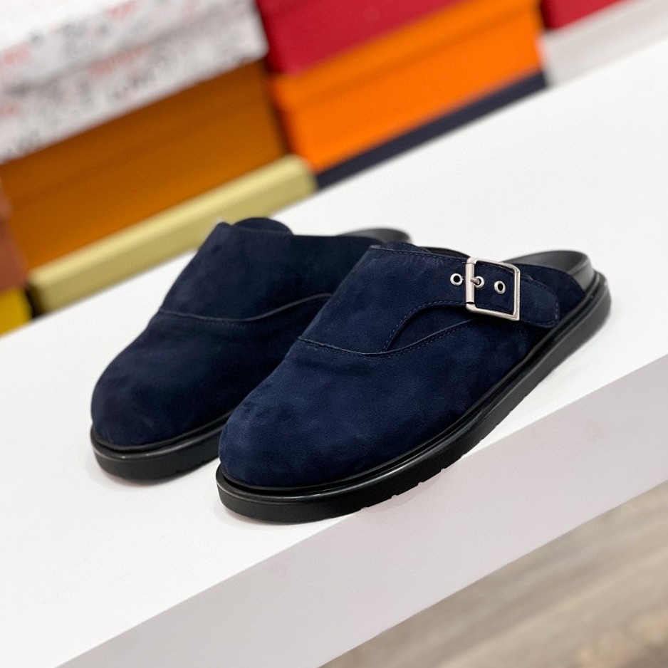 Vintage Letter Embroidered Men's Mules, Closed-toe Casual Shoes_voghion.com