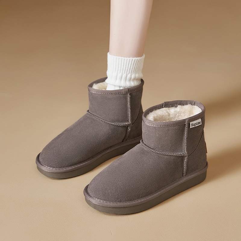Botas de nieve Augusden para mujer, estilo nuevo otoño-invierno 2025, botines cortos con forro polar y suela gruesa, zapatos casuales cómodos de algodón.