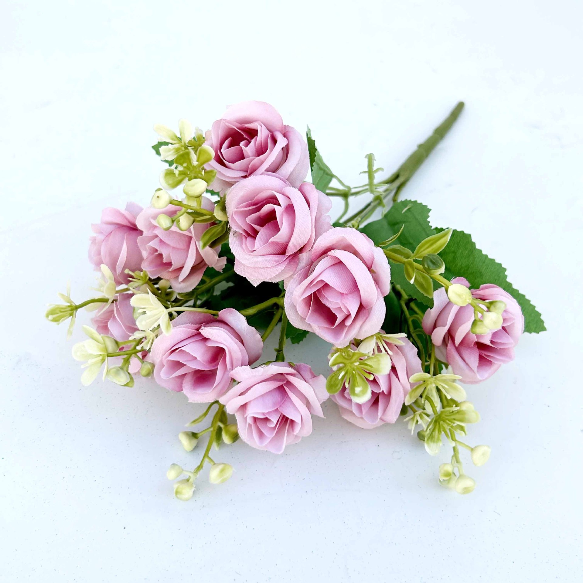 Ramo de flores artificiales rosa de estilo europeo pequeña flor artificial flor hogar boda decoración mesa florero pantalla