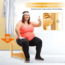 高颜值浴室洗澡实木三角凳 洗澡间入户门多用防滑置物架