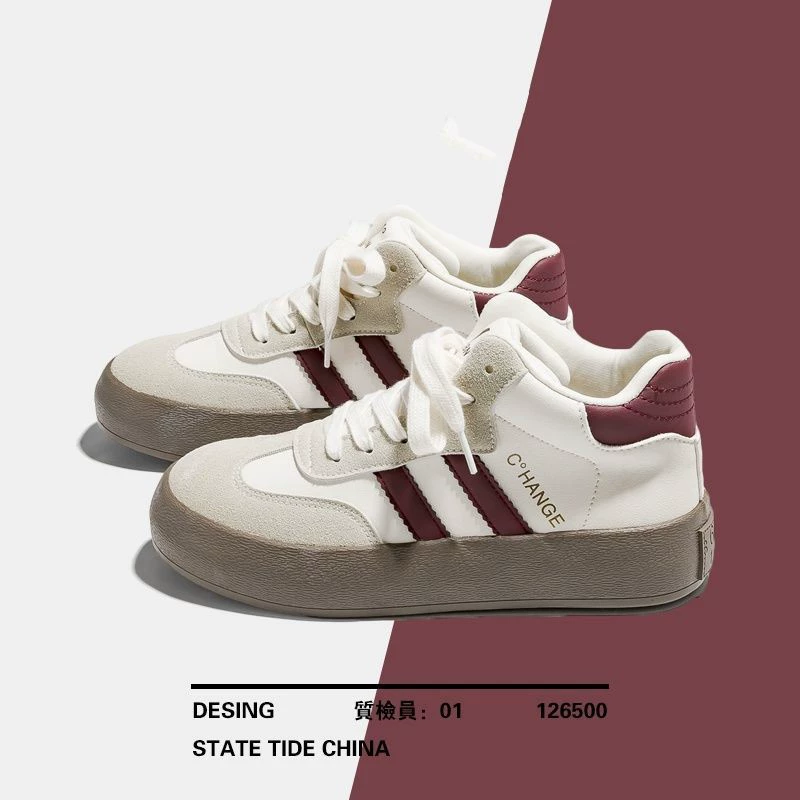 Кампус-гонконгский стиль этические кроссовки женские весенние и осенние новые 2024 дикие ретро-ччи толстые подошвы маленькие белые туфли