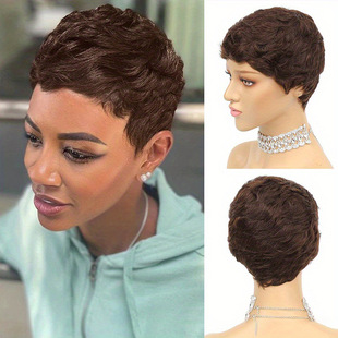 Pixie human hair wig full machine made full mechanism human hair set AliExpress