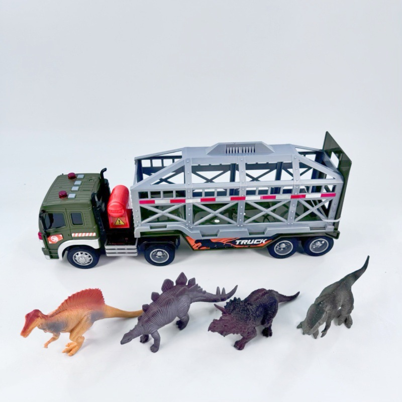 Dinosaur Transporter Story Animal Engineering Trailer Children's Simulation Inertial Sound and Light Plastic Educational Toy Car Gift Box