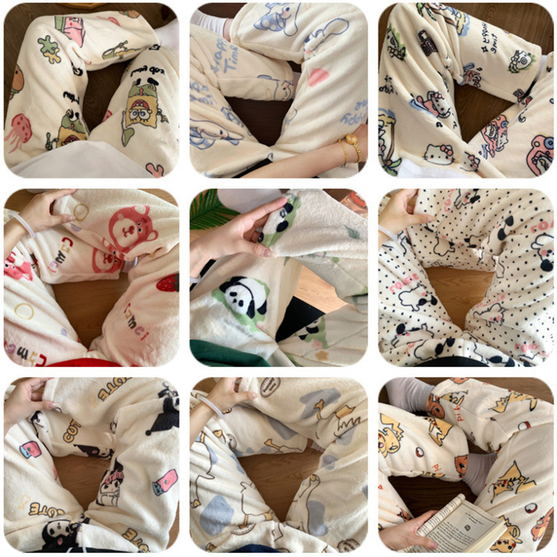Foreign trade autumn and winter padded coral fleece flannel pajamas 1-2 yards can wear 35.00 kg-67.50 kg cartoon women