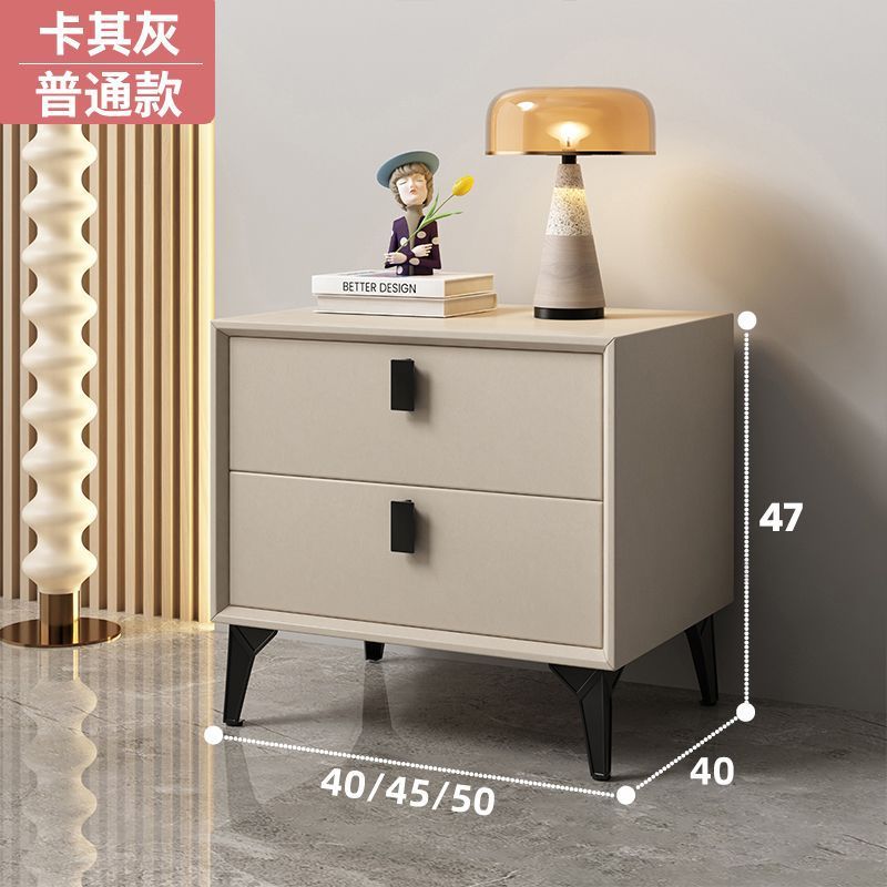 实木皮质现代床头柜简约高级卧室储物柜家用床边柜轻奢收纳柜软包|undefined
