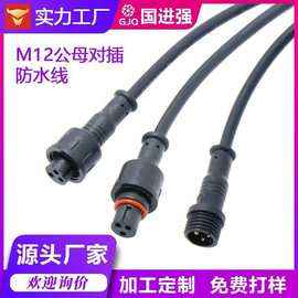 M12防水线 2芯/芯/4芯/5芯 公母对接对插 户外LED照明灯具 连接线