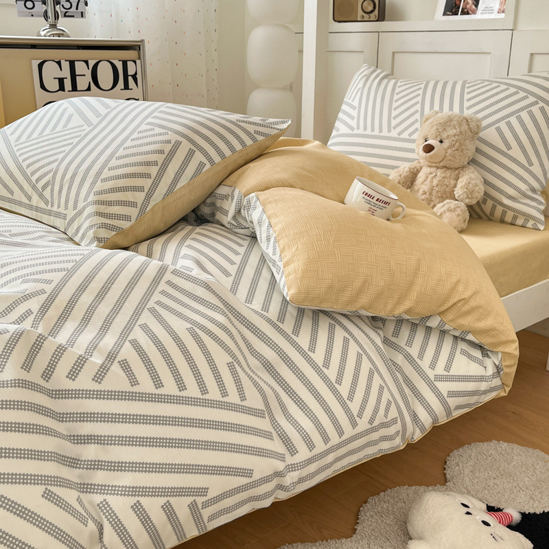 Ropa de cama de tres piezas de algodón para dormitorio de estudiantes, sábana de algodón 100%, funda de edredón, funda de edredón de algodón individual, sábana nueva