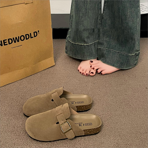 Birkenstock shoes for women 2024 spring new style thick bottom soft bottom Birkenstock toe half slipper one-step lazy single shoes 