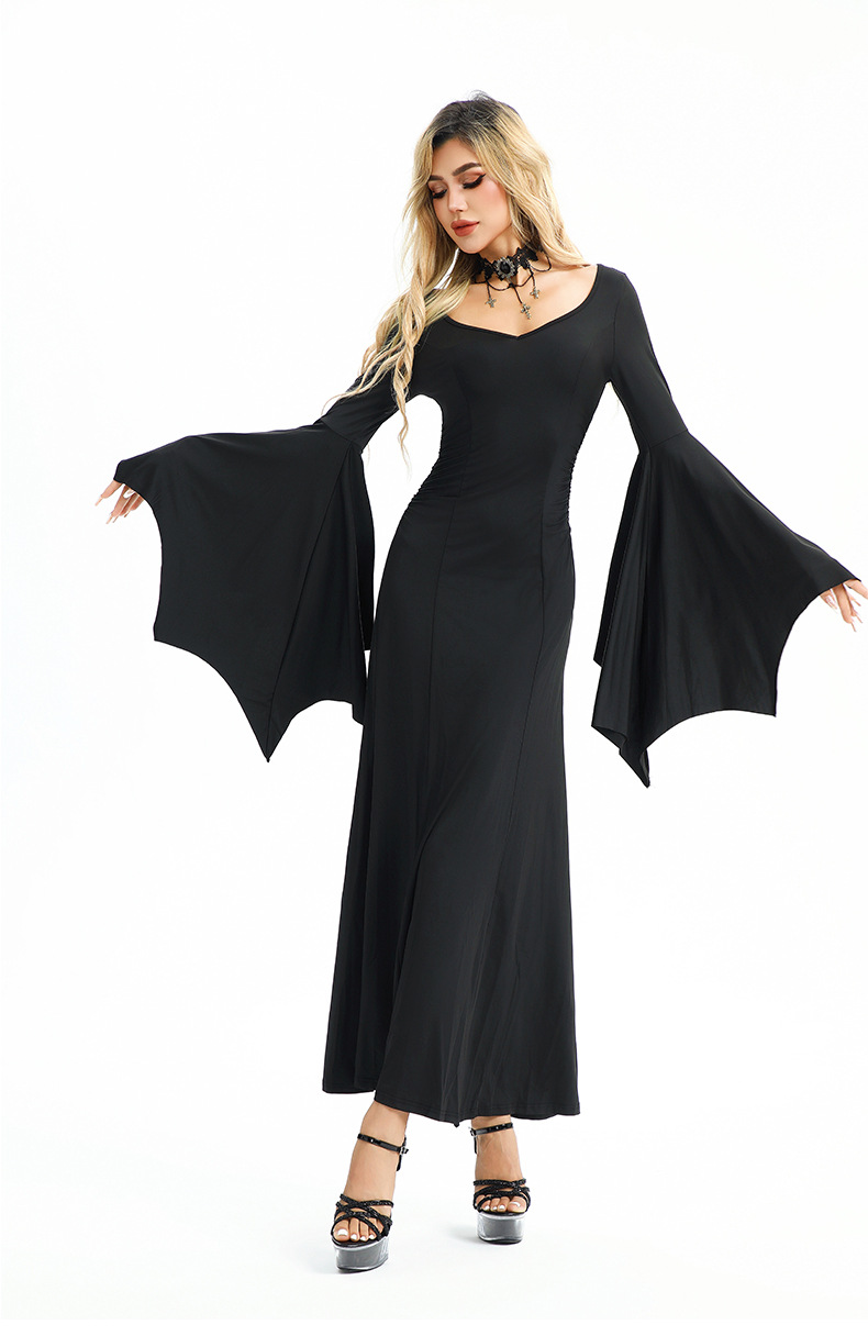 Halloween Costume In European And Style, American Hot Girl Nightclub Queen Bat Sleeve Slim Dress, Dark Gothic Women's_ecoleips.com