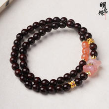 印度小叶紫檀念珠双圈DIY玛瑙小熊款规格0.6时尚潮流女款佛珠手串