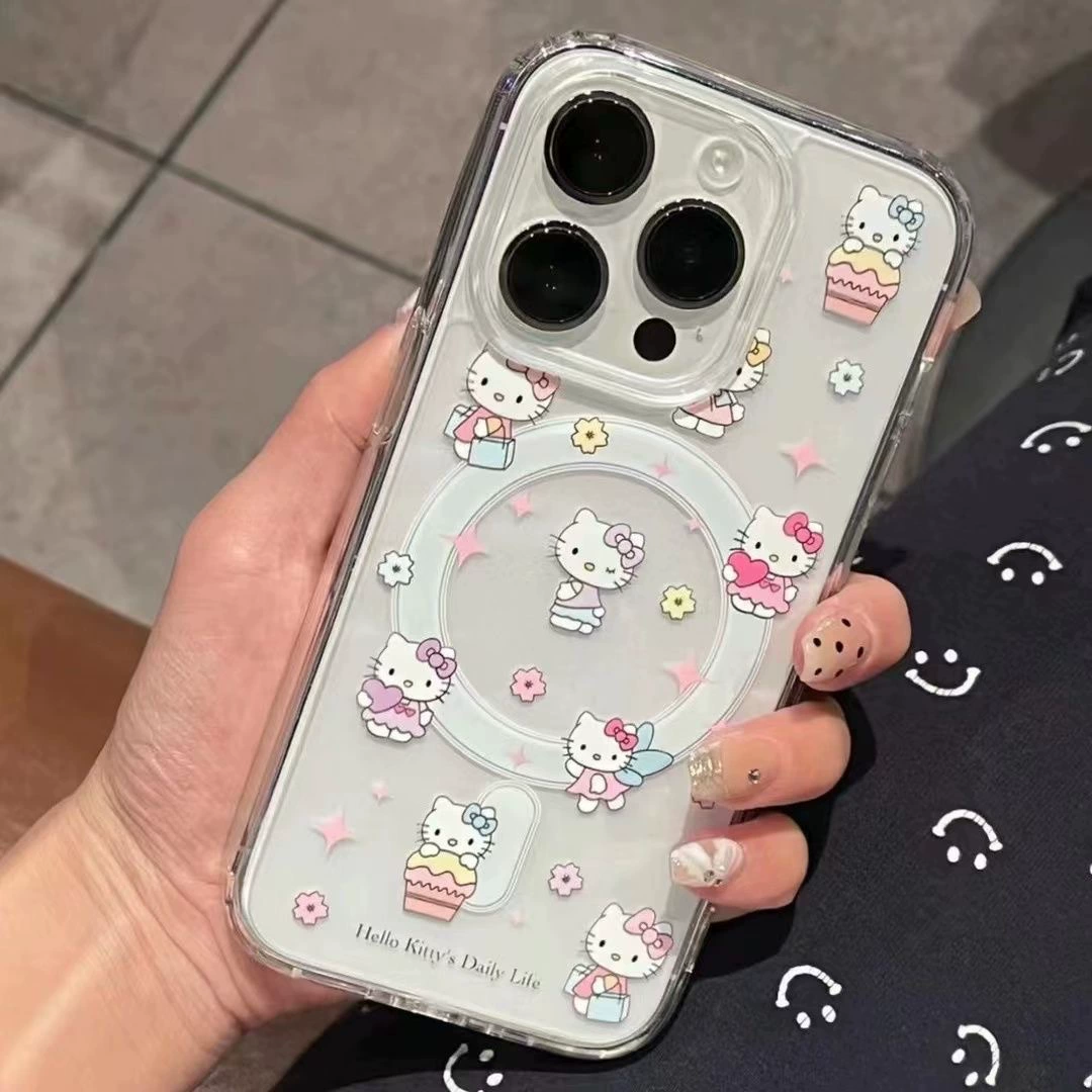 Магнитный чехол для телефона Cartoon Cat Apple 15promax, прозрачный для PHONE14PLUS, Анти-падение 11, совместимый с XSMAX/8/7XR