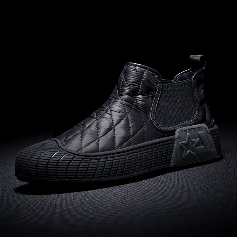 Мужская обувь из пуховой ткани, Новое поступление, зимняя Тканевая обувь, модная обувь с высоким берцем, модная теплая хлопковая обувь на флисовой подкладке, модная повседневная обувь