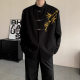 New Chinese Style Men's Engagement Clothes suit Guofeng Vertical Collar Zhongshan Suit Golden Bamboo Embroidered Boys Adult Dress Suit