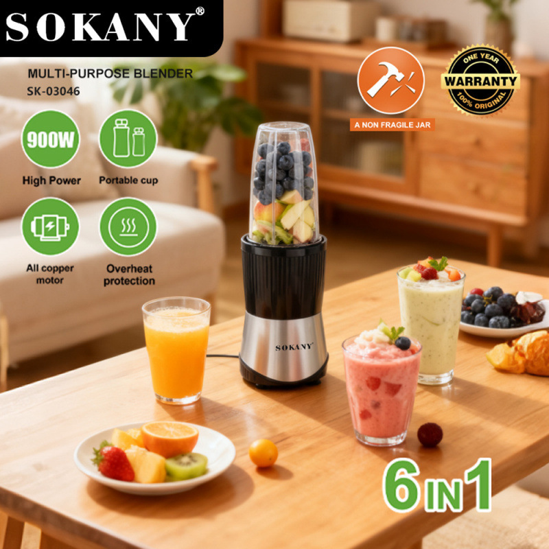 SOKANY 6-in-1 Household Food Processor, Grinder, Meat Mincer, Baby Food Maker, Fruit and Vegetable Juicer