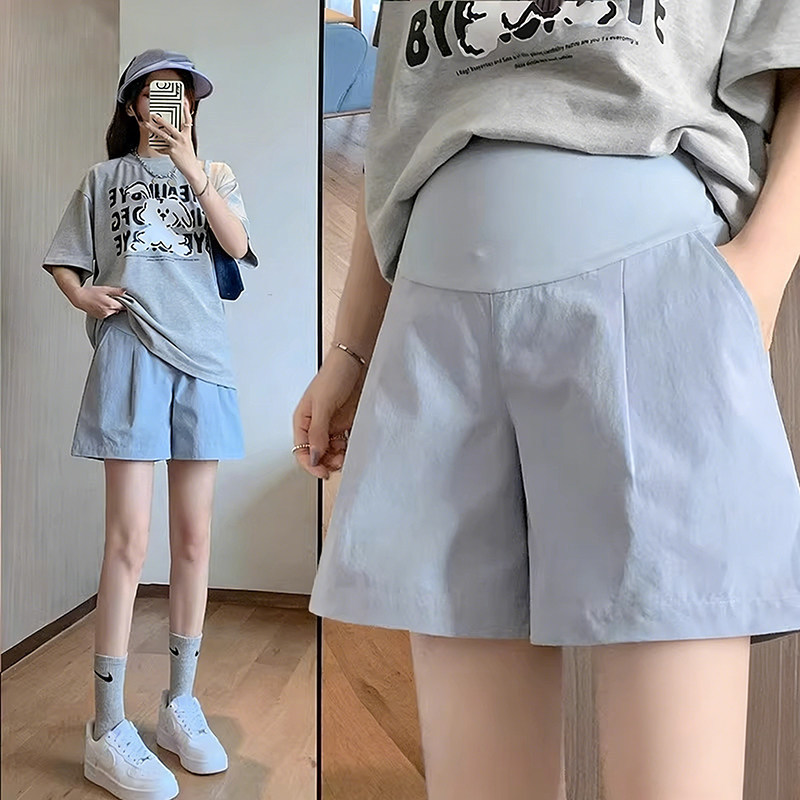 Maternity shorts for summer, thin and loose-fitting casual wide-leg pants, suitable for petite women, three-quarter length leggings, maternity summer wear