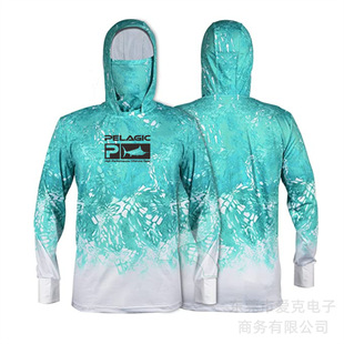 Pelagic Fishing Suit Summer UV Protection Tracksuit Men's Hooded Mask Fishing Sweater Fast Dry Breathable T-Shirt