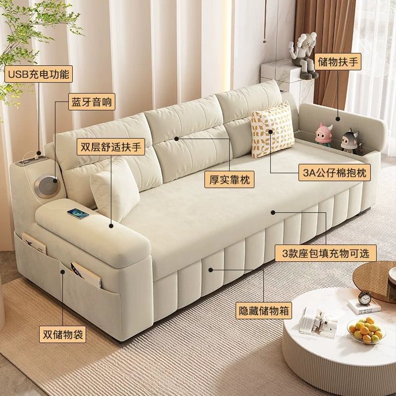 Internet Celebrity Sofa Bed New Style Small Apartment Living Room Study Balcony Folding Double Multi-Functional Storage Dual-Purpose Sofa Bed