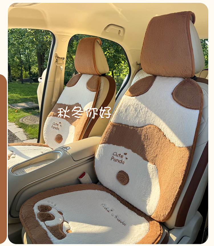 New Winter Car Seat Cushion Cartoon Panda Plush Warm Car Seat Cover Car Accessories Car Interior Decorations