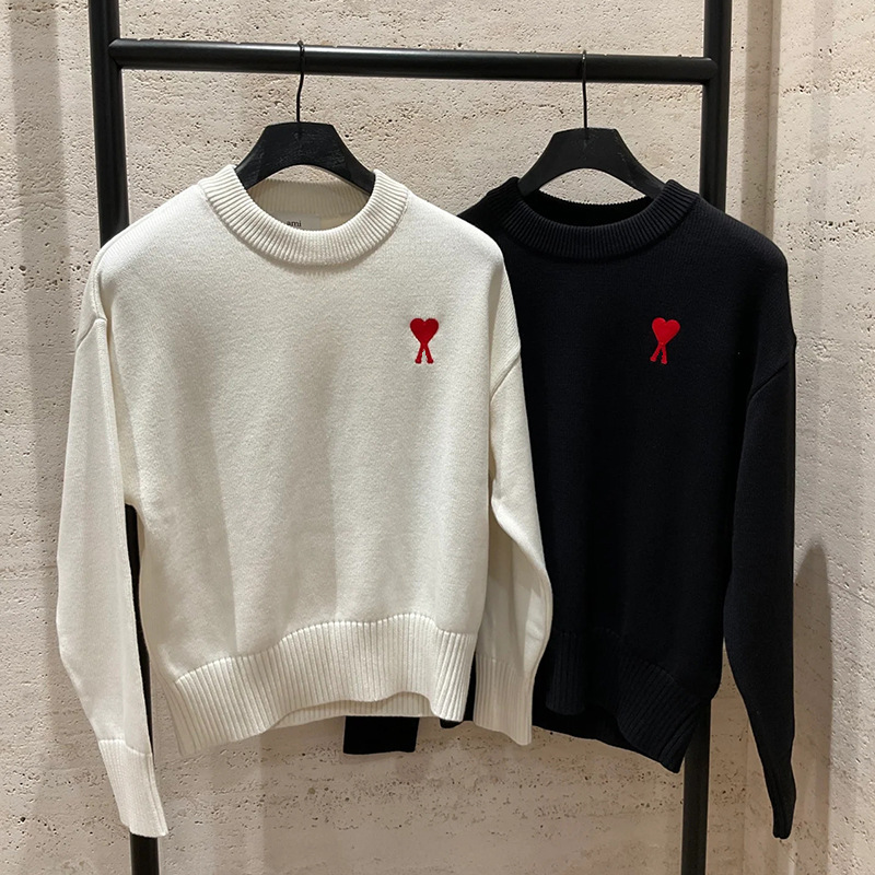 大ニュース！ ami セーター ラウンドネック リトルラブ 25ss 新しいカップルルーズ長袖クロスボーダーウール女性のセーター|undefined