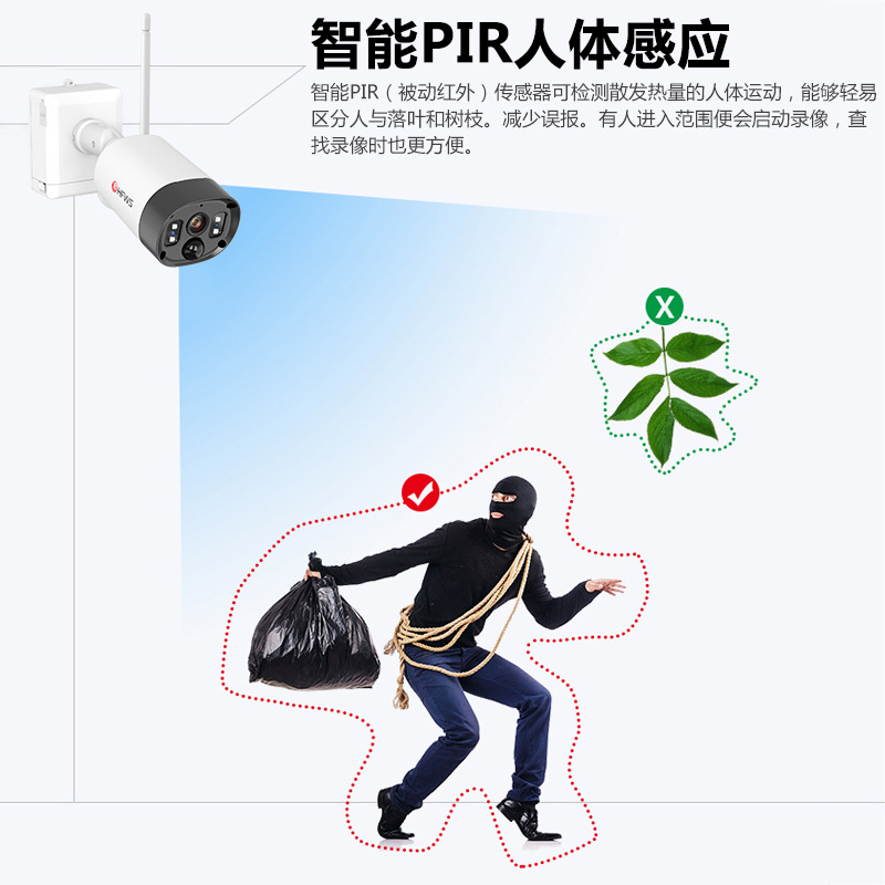 监控摄像头家用手机远程探头无线网络wifi高清夜视自带电池免插电