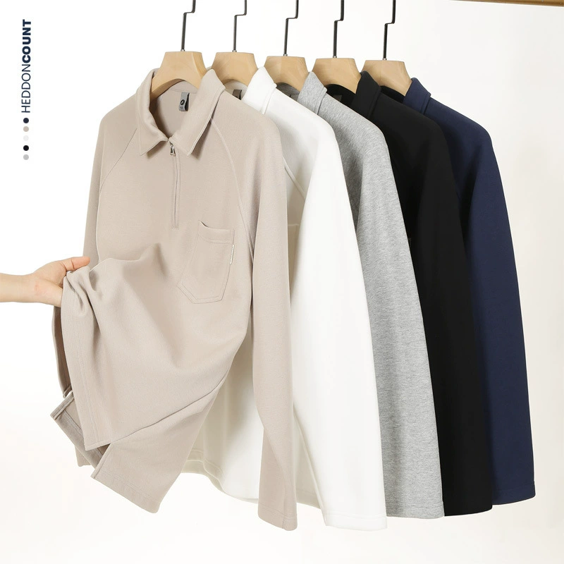 Penguo Мужская футболка с длинными рукавами на открытом воздухе с полными молниями на открытом воздухе футболка с длинными рукавами 2025 осень новый стиль плечевой рукав с отворотом