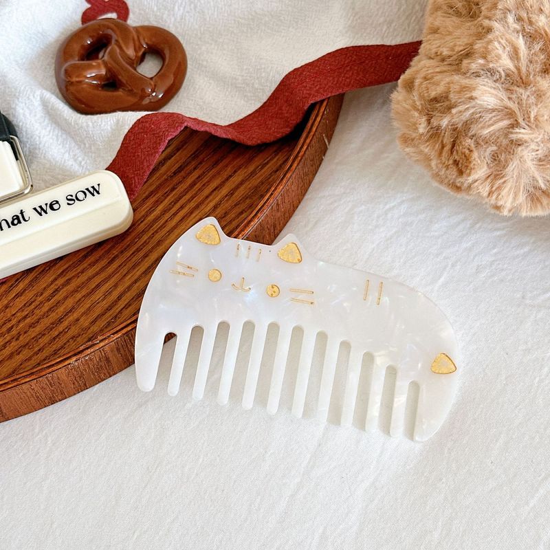 韓国アセテート広歯ヘアコームレトロかわいい猫コームポータブルウォッシュヒョウ柄帯電防止ヘアコーム|undefined
