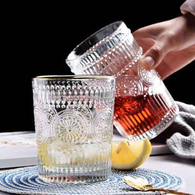 描金餐杯 家用创意杯 太阳花水杯|ms
