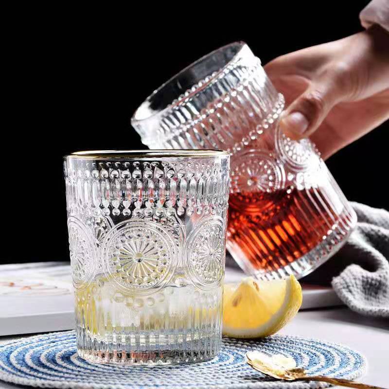 描金餐杯 家用创意杯 太阳花水杯|ms