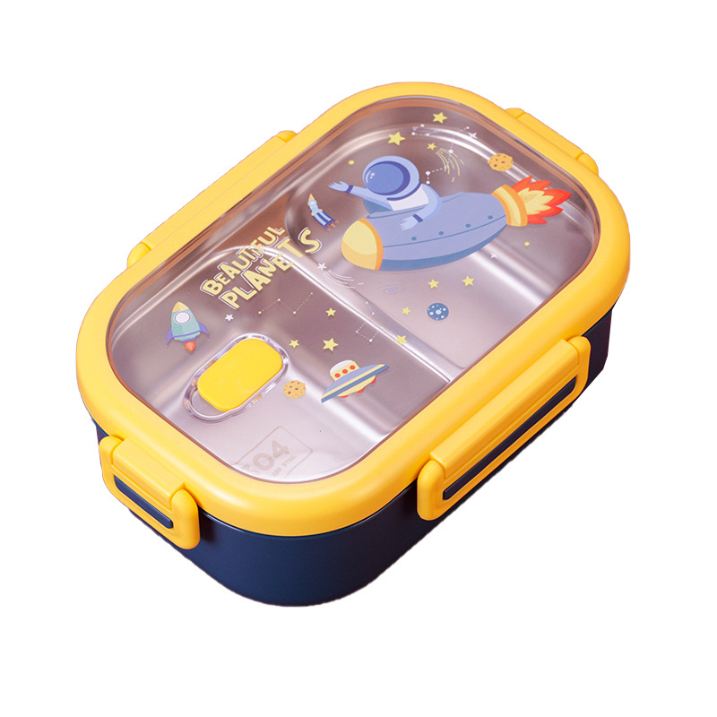 Caja de almuerzo de dibujos animados con tazón de sopa 304 compartimiento de acero inoxidable caja de almuerzo grado alimenticio empleado de oficina estudiante caja de almuerzo portátil